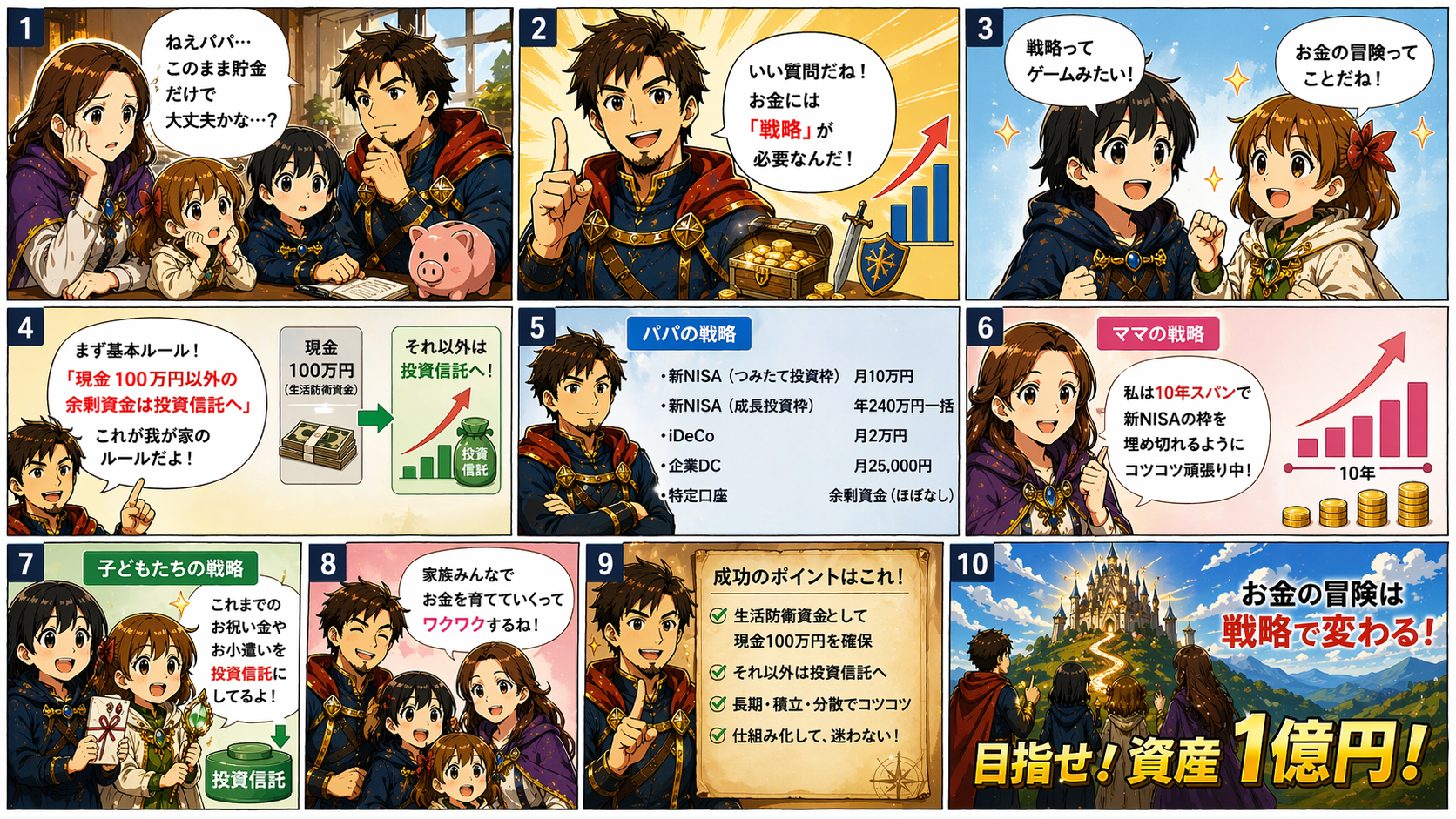 ミリオンクエスト家族の家計会議イラスト